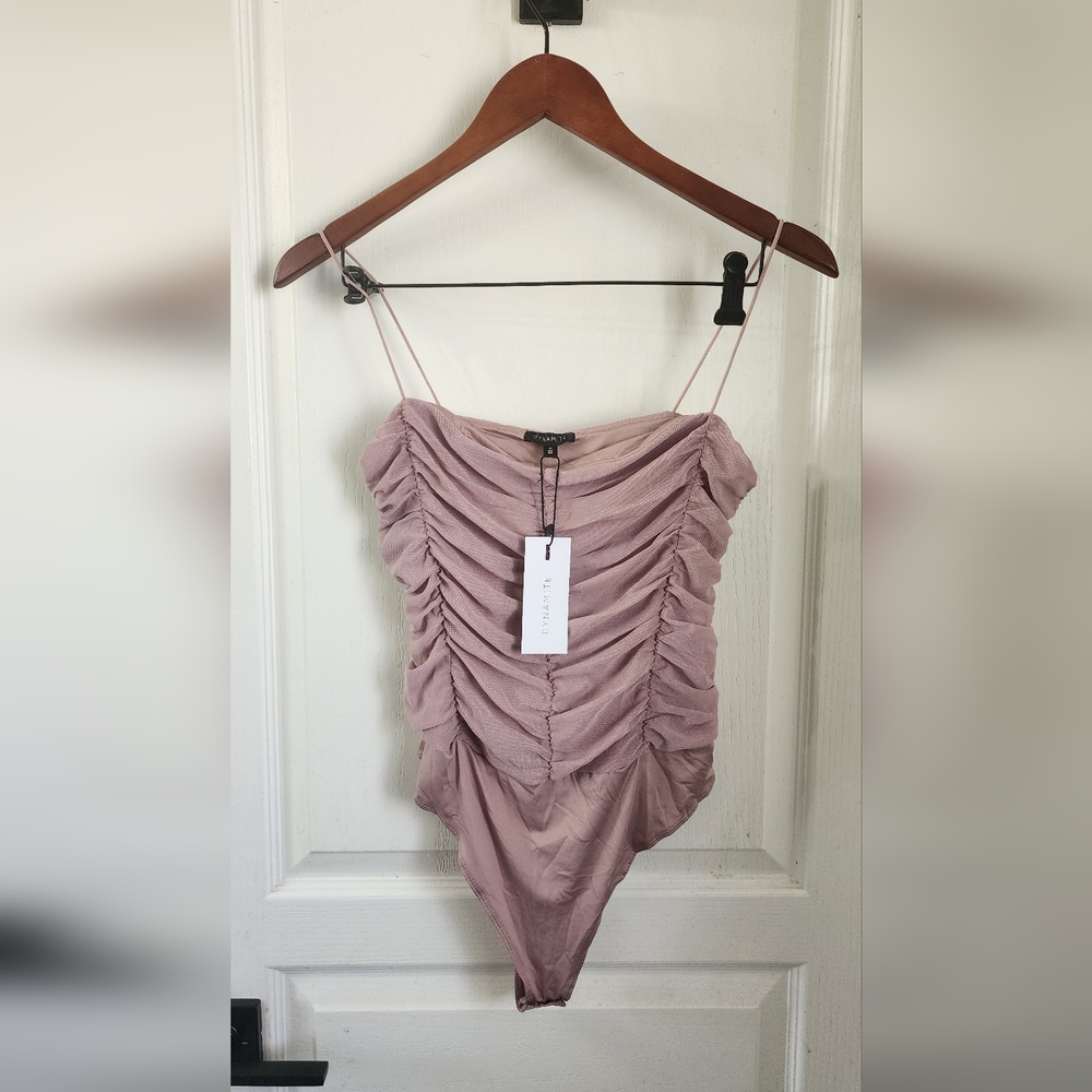 Chic Mauve Ruched Bodysuit